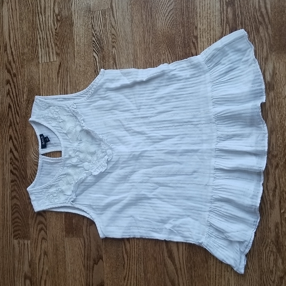 (S) a.n.a Cottagecore Embroidered Metallic Detail Slightly Sheer Ruffle Tank Top